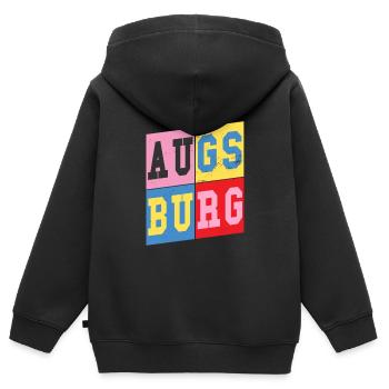 Augsburg Deutschland Stadt Schrift Retro Heimat - Kinder Premium Organic Zip Hoodie - Schwarz - Hinten - AI Model Kid Male (0cm)