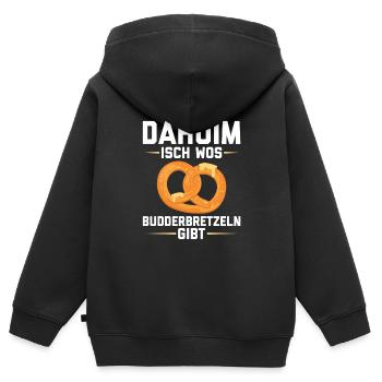 Schwaben Sprüche | Schwäbisch Schwabe Geschenkidee - Kinder Premium Organic Zip Hoodie - Schwarz - Hinten - AI Model Kid Male (0cm)