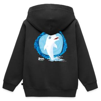 Zoom Der Weiße Delfin Spaß Im Wasser - Kinder Premium Organic Zip Hoodie - Schwarz - Hinten - AI Model Kid Male (0cm)