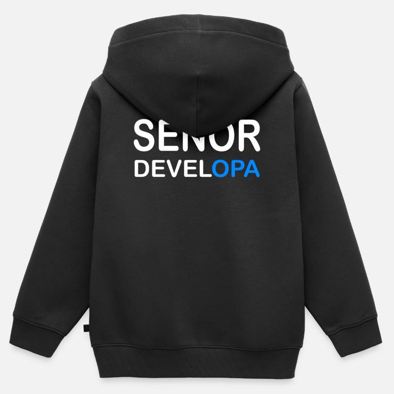 Señor Developa - Kinder Premium Organic Zip Hoodie - Schwarz