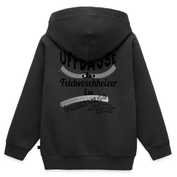 Uffbasse Achtung Heizer - Kinder Premium Organic Zip Hoodie - Schwarz - Hinten - AI Model Kid Male (0cm)