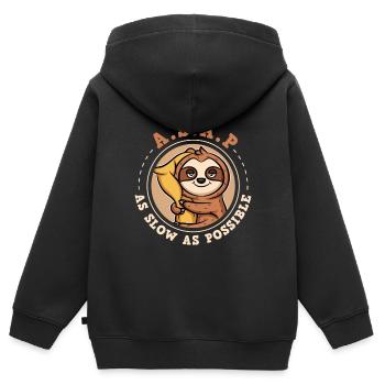 ASAP - As Slow As Possible Faultier - Kinder Premium Organic Zip Hoodie - Schwarz - Hinten - AI Model Kid Male (0cm)