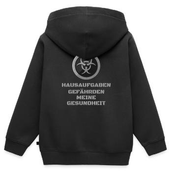 Hausaufgaben gefährden meine Gesundheit Schule - Kinder Premium Organic Zip Hoodie - Schwarz - Hinten - AI Model Kid Male (0cm)
