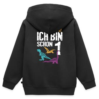 1. Geburtstag Dinosaurier 1 Jahr Dino Kinder - Kinder Premium Organic Zip Hoodie - Schwarz - Hinten - AI Model Kid Male (0cm)