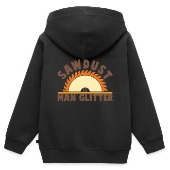 La sciure de bois est un homme paillettes Charpentier Charpentier - Sweat Premium à capuche zippé enfant bio - noir - Dos - AI Model Kid Male (0cm)