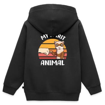 Furet - Sweat Premium à capuche zippé enfant bio - noir - Dos - AI Model Kid Male (0cm)