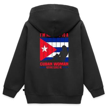 Cuba - Sweat Premium à capuche zippé enfant bio - noir - Dos - AI Model Kid Male (0cm)