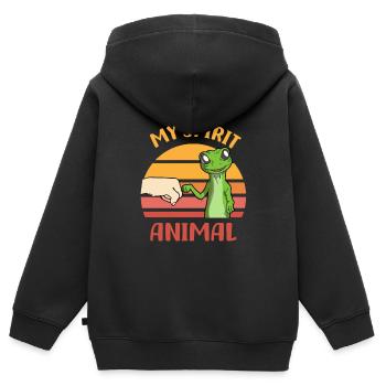 Gecko - Kinder Premium Organic Zip Hoodie - Schwarz - Hinten - AI Model Kid Male (0cm)