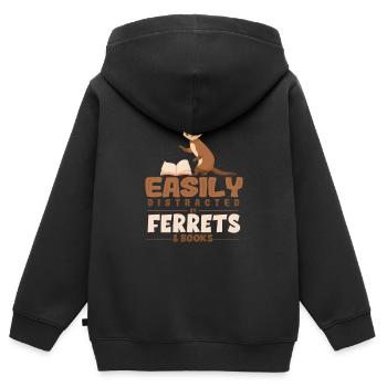 Furet - Sweat Premium à capuche zippé enfant bio - noir - Dos - AI Model Kid Male (0cm)