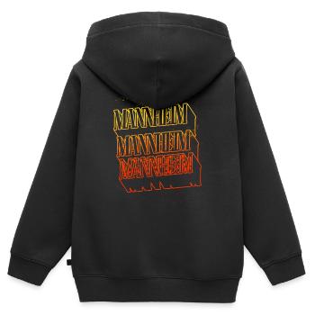 Mannheim Germany City Skyline Home Font - Kids Premium Organic Zip-up Hoodie - black - Back - AI Model Kid Male (0cm)