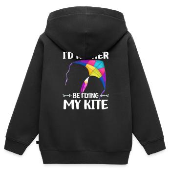 Cerfs-volants volants | Cadeaux volants de cerf-volant - Sweat Premium à capuche zippé enfant bio - noir - Dos - AI Model Kid Male (0cm)