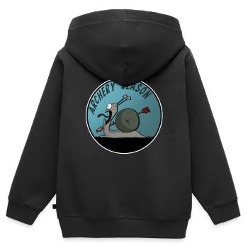 SAISON DE TIR À L’ARC, photos amusantes, autocollants de dessins animés - Sweat Premium à capuche zippé enfant bio - noir - Dos - AI Model Kid Male (0cm)