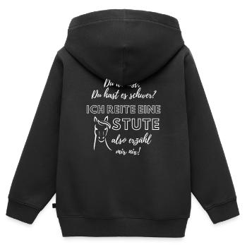Ich reite eine Stute - Kinder Premium Organic Zip Hoodie - Schwarz - Hinten - AI Model Kid Male (0cm)