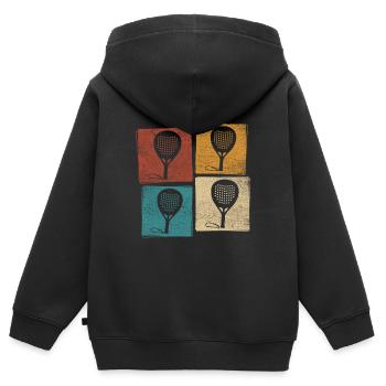 PADEL PÁDLE PADDLE-TENNIS PADEL CADEAU JOUEUR - Sweat Premium à capuche zippé enfant bio - noir - Dos - AI Model Kid Male (0cm)