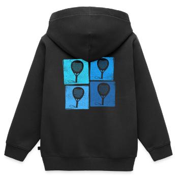 PADEL PÁDLE PADDLE-TENNIS PADEL CADEAU JOUEUR - Sweat Premium à capuche zippé enfant bio - noir - Dos - AI Model Kid Male (0cm)