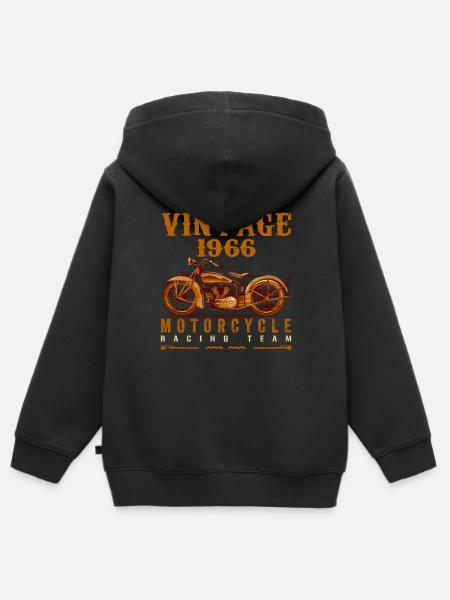 Les légendes sont nées en 1966 et conduisent des motos - Sweat Premium à capuche zippé enfant bio - noir