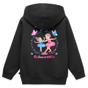 Ballett - Ich werde große Schwester - Ballerinas - Kinder Premium Organic Zip Hoodie - Schwarz - Hinten - AI Model Kid Male (0cm)