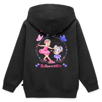 Ballett - Ich werde große Schwester - Ballerina - Kinder Premium Organic Zip Hoodie - Schwarz - Hinten - AI Model Kid Male (0cm)