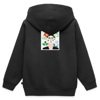 Blumenfrau Portät - Kinder Premium Organic Zip Hoodie - Schwarz - Hinten - AI Model Kid Male (0cm)