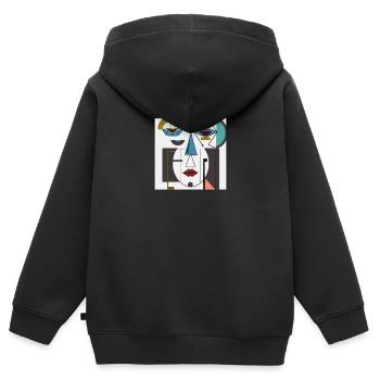 envious abstract face, colorful - Kids Premium Organic Zip-up Hoodie - black - Back - AI Model Kid Male (0cm)