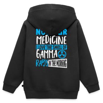 Médecine nucléaire J’aime l’odeur de - Sweat Premium à capuche zippé enfant bio - noir - Dos - AI Model Kid Male (0cm)