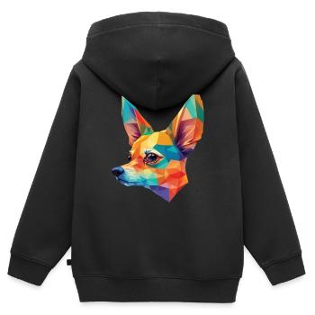 Chihuahua Polygonen Kunst Hunde Design Hunderasse - Kinder Premium Organic Zip Hoodie - Schwarz - Hinten - AI Model Kid Male (0cm)