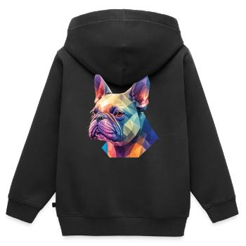Französische Bulldogge Mama Hund Hunde Design - Kinder Premium Organic Zip Hoodie - Schwarz - Hinten - AI Model Kid Male (0cm)