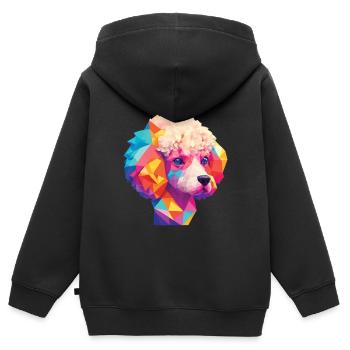Pudel Hund Hunde Design Pudeln Kunst Haustier - Kinder Premium Organic Zip Hoodie - Schwarz - Hinten - AI Model Kid Male (0cm)