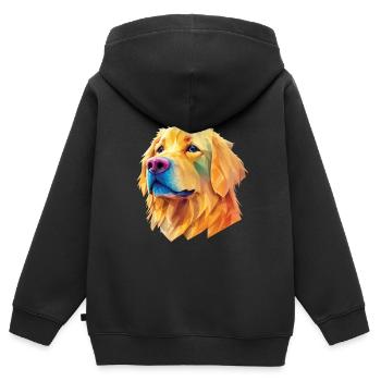 Golden Retriever Hund Hunde Design Polygon Art - Kinder Premium Organic Zip Hoodie - Schwarz - Hinten - AI Model Kid Male (0cm)