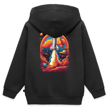 Space Travel Astronauts & Space Shuttle Dream - Kids Premium Organic Zip-up Hoodie - black - Back - AI Model Kid Male (0cm)