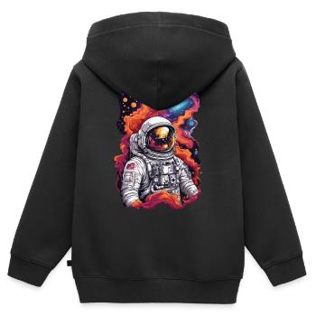 Kosmische Entdeckung Astronaut im Weltall - Kinder Premium Organic Zip Hoodie - Schwarz - Hinten - AI Model Kid Male (0cm)