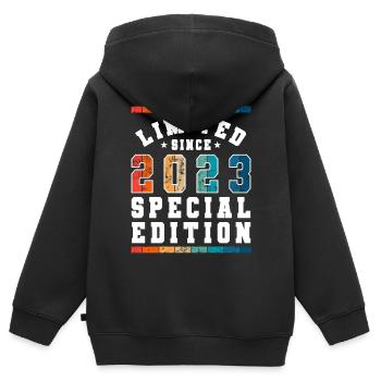 Vintage 2023 Babys Babyparty Kinderparty - Kinder Premium Organic Zip Hoodie - Schwarz - Hinten - AI Model Kid Male (0cm)