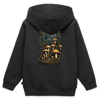 Vintage Magic Mushrooms Goa Trance Music Night - Sweat Premium à capuche zippé enfant bio - noir - Dos - AI Model Kid Male (0cm)