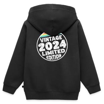 Vintage 2024 Babies Baby Shower Kids Shower - Kids Premium Organic Zip-up Hoodie - black - Back - AI Model Kid Male (0cm)