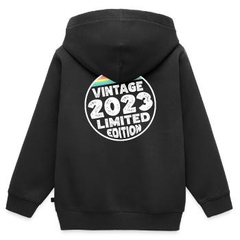 Vintage 2023 Babys Babyparty Kinderparty - Kinder Premium Organic Zip Hoodie - Schwarz - Hinten - AI Model Kid Male (0cm)