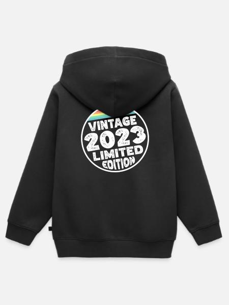 Vintage 2023 Babies Baby Shower Kids Shower - Kids Premium Organic Zip-up Hoodie - black