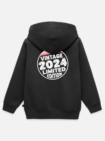 Vintage 2024 Babies Baby Shower Kids Shower - Kids Premium Organic Zip-up Hoodie - black