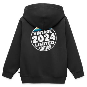 Vintage 2024 Babys Babyparty Kinderparty - Kinder Premium Organic Zip Hoodie - Schwarz - Hinten - AI Model Kid Male (0cm)