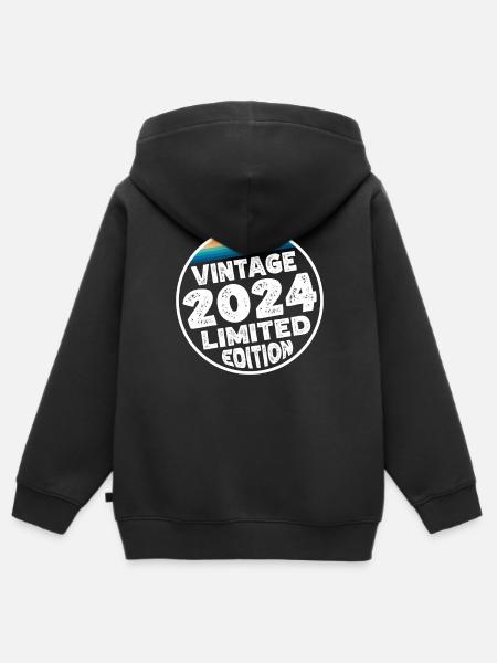 Vintage 2024 Babies Baby Shower Kids Shower - Kids Premium Organic Zip-up Hoodie - black