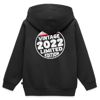 Vintage 2022 Babies Baby Shower Kids Shower - Kids Premium Organic Zip-up Hoodie - black - Back - AI Model Kid Male (0cm)