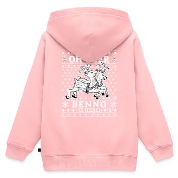 Oh Deer - Benno is here Ugly Weihnachten - Kinder Premium Organic Zip Hoodie - Rosa - Hinten - AI Model Kid Female (0cm)