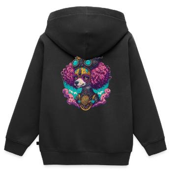 Steampunk Pudel Hund Viktorianischer Hunde Stil - Kinder Premium Organic Zip Hoodie - Schwarz - Hinten - AI Model Kid Male (0cm)