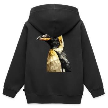 Manchot empereur géométrique Art polygonal graphique - Sweat Premium à capuche zippé enfant bio - noir - Dos - AI Model Kid Male (0cm)