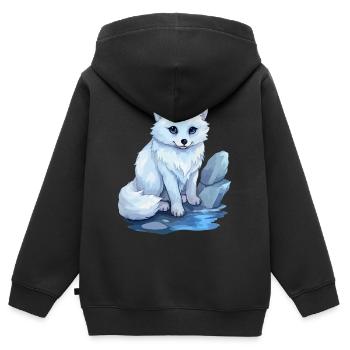 Polarfuchs Nur ein Kind, das Polarfüchse liebt - Kinder Premium Organic Zip Hoodie - Schwarz - Hinten - AI Model Kid Male (0cm)