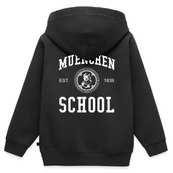 Munich School University University University - Sweat Premium à capuche zippé enfant bio - noir - Dos - AI Model Kid Male (0cm)