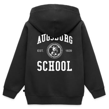 École d’Augsbourg Université Universität Hochschule - Sweat Premium à capuche zippé enfant bio - noir - Dos - AI Model Kid Male (0cm)