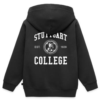 Stuttgart College University University School - Sweat Premium à capuche zippé enfant bio - noir - Dos - AI Model Kid Male (0cm)