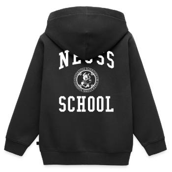 Neuss School University University University School - Sweat Premium à capuche zippé enfant bio - noir - Dos - AI Model Kid Male (0cm)