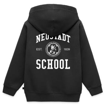 Neustadt School University College School University - Sweat Premium à capuche zippé enfant bio - noir - Dos - AI Model Kid Male (0cm)