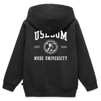 Usedom Nude University Hochschule Universität Uni - Sweat Premium à capuche zippé enfant bio - noir - Dos - AI Model Kid Male (0cm)